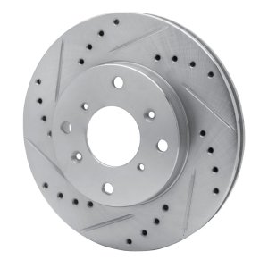 Acura CL Brake Rotor (1) - Front Left - R1 Concepts - Drilled & Slotted - Silver - `98-`02